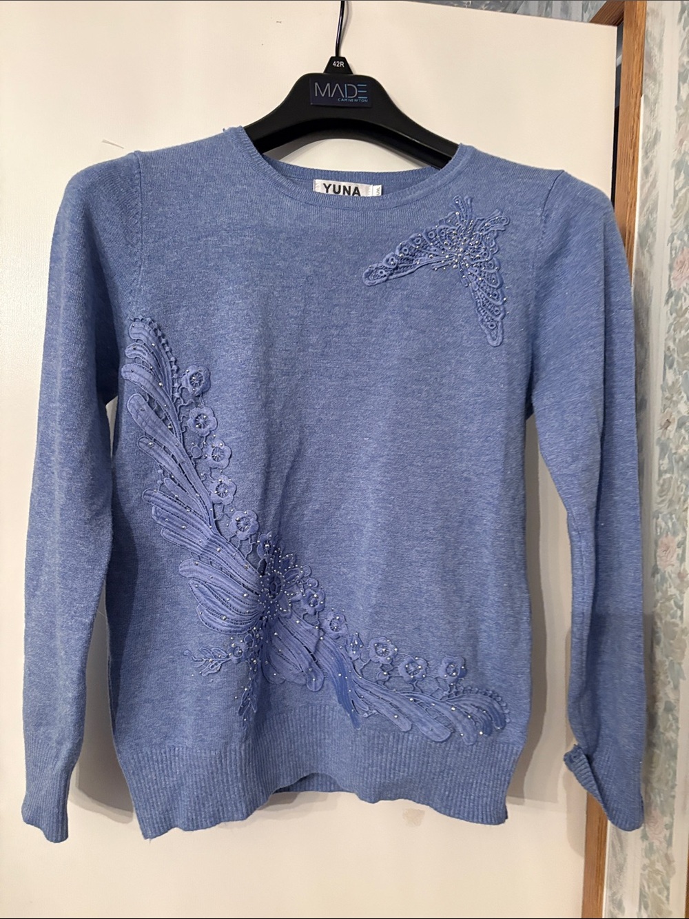 Periwinkle Embroidered Crewneck Sweater